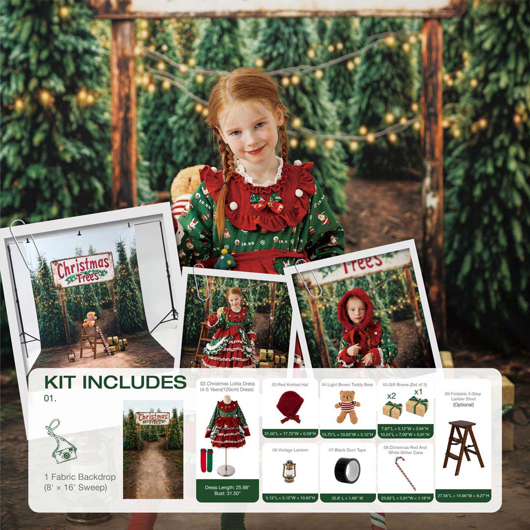 Kate Sapin de Noël Ferme Cadeaux Kit Photo - Kate Backdrop FR