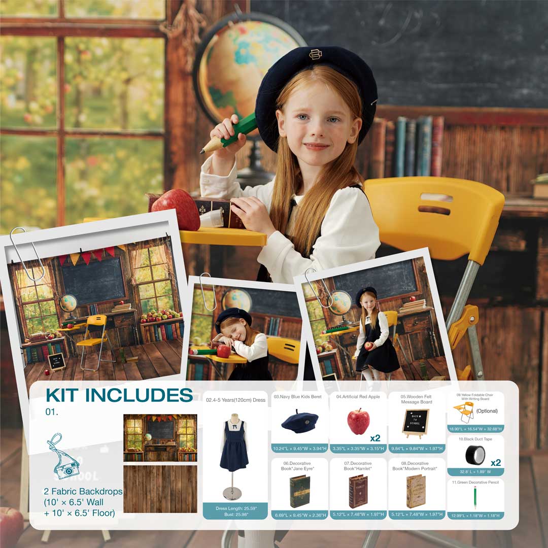 Kate Scolaire Tableau noir Fenêtre Globe Kit Photo - Kate Backdrop FR