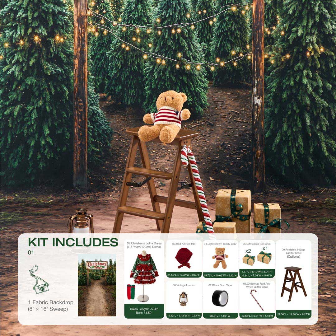 Kate Sapin de Noël Ferme Cadeaux Kit Photo - Kate Backdrop FR