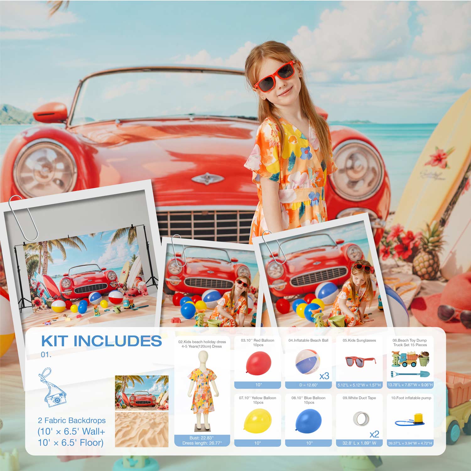 Kate Été Plage Mer Voiture Kit Photo - Kate Backdrop FR