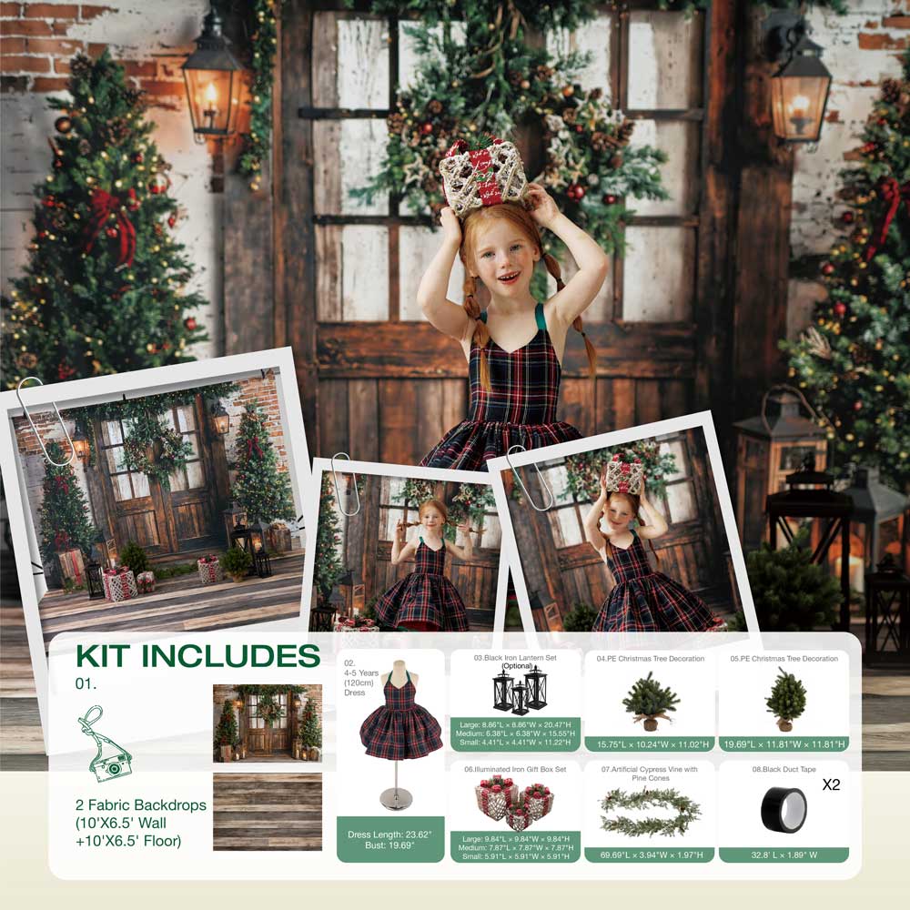 Kate Sapin de Noël Lanterne Porte en Bois Kit Photo - Kate Backdrop FR