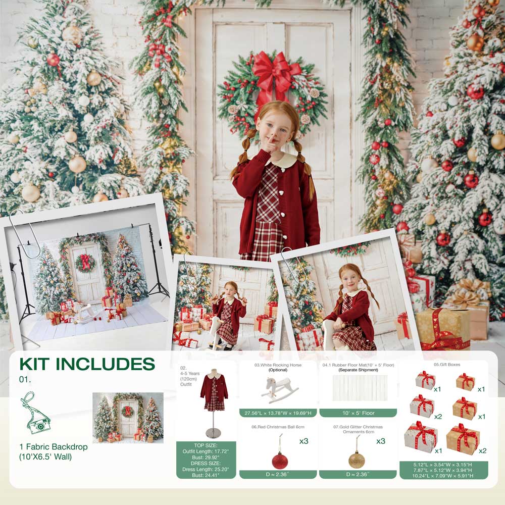 Kate Hiver Porte en bois Noël Cadeaux Blanc Kit Photo - Kate Backdrop FR
