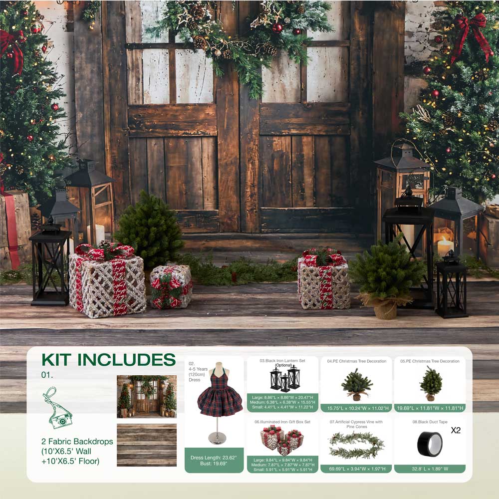 Kate Sapin de Noël Lanterne Porte en Bois Kit Photo - Kate Backdrop FR