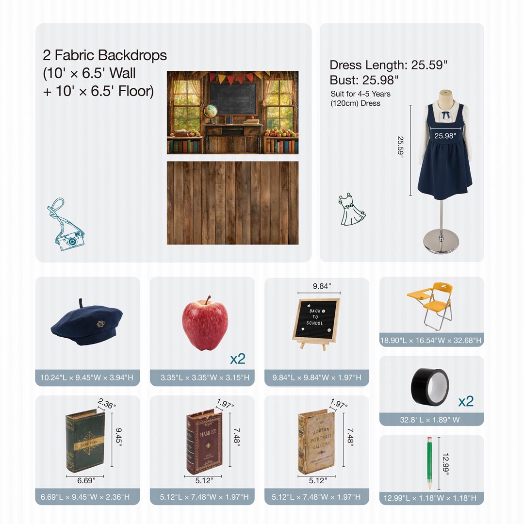 Kate Scolaire Tableau noir Fenêtre Globe Kit Photo - Kate Backdrop FR