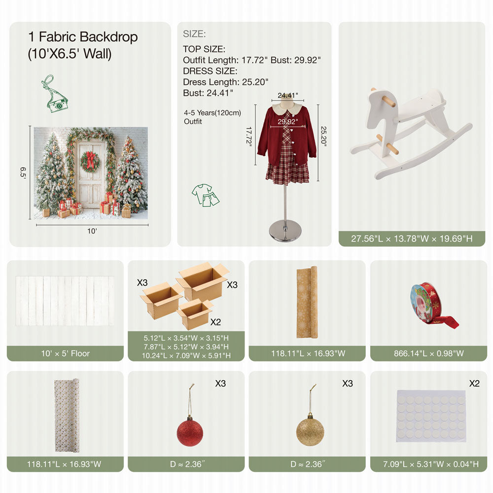 Kate Hiver Porte en bois Noël Cadeaux Blanc Kit Photo - Kate Backdrop FR