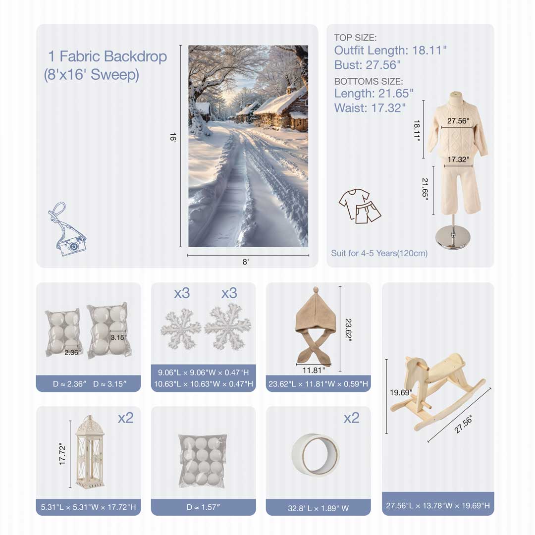 Kate Hiver Neige Maison Extérieur Kit Photo - Kate Backdrop FR