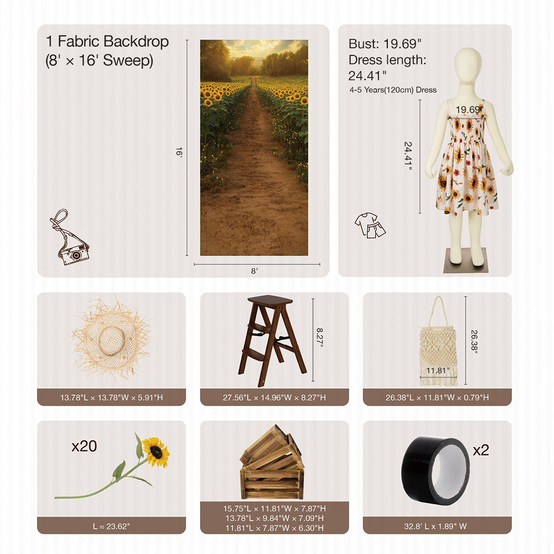 Kate Été Tournesol Chemin Kit Photo - Kate Backdrop FR