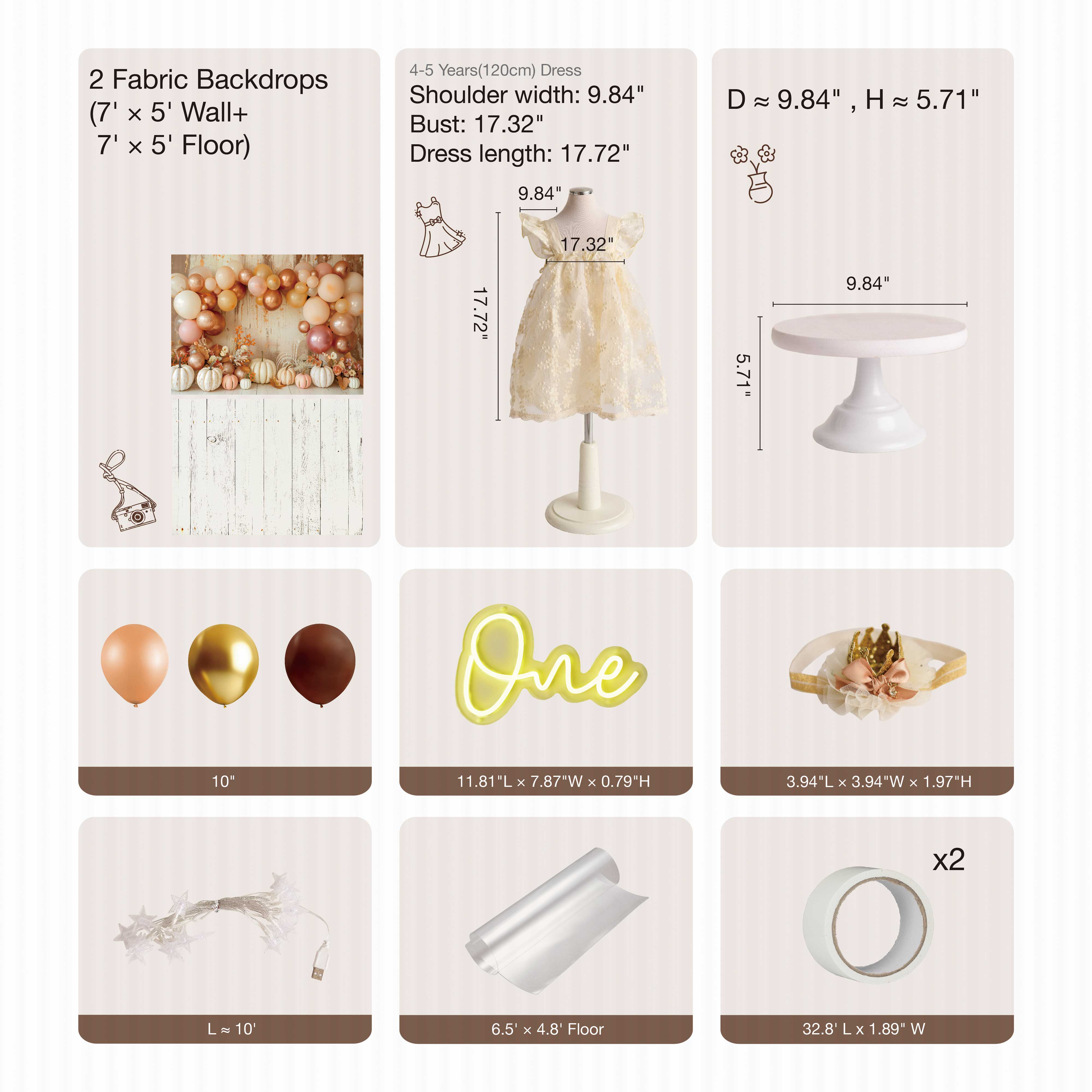 Kate Bohème Citrouilles Anniversaire Kit Photo - Kate Backdrop FR