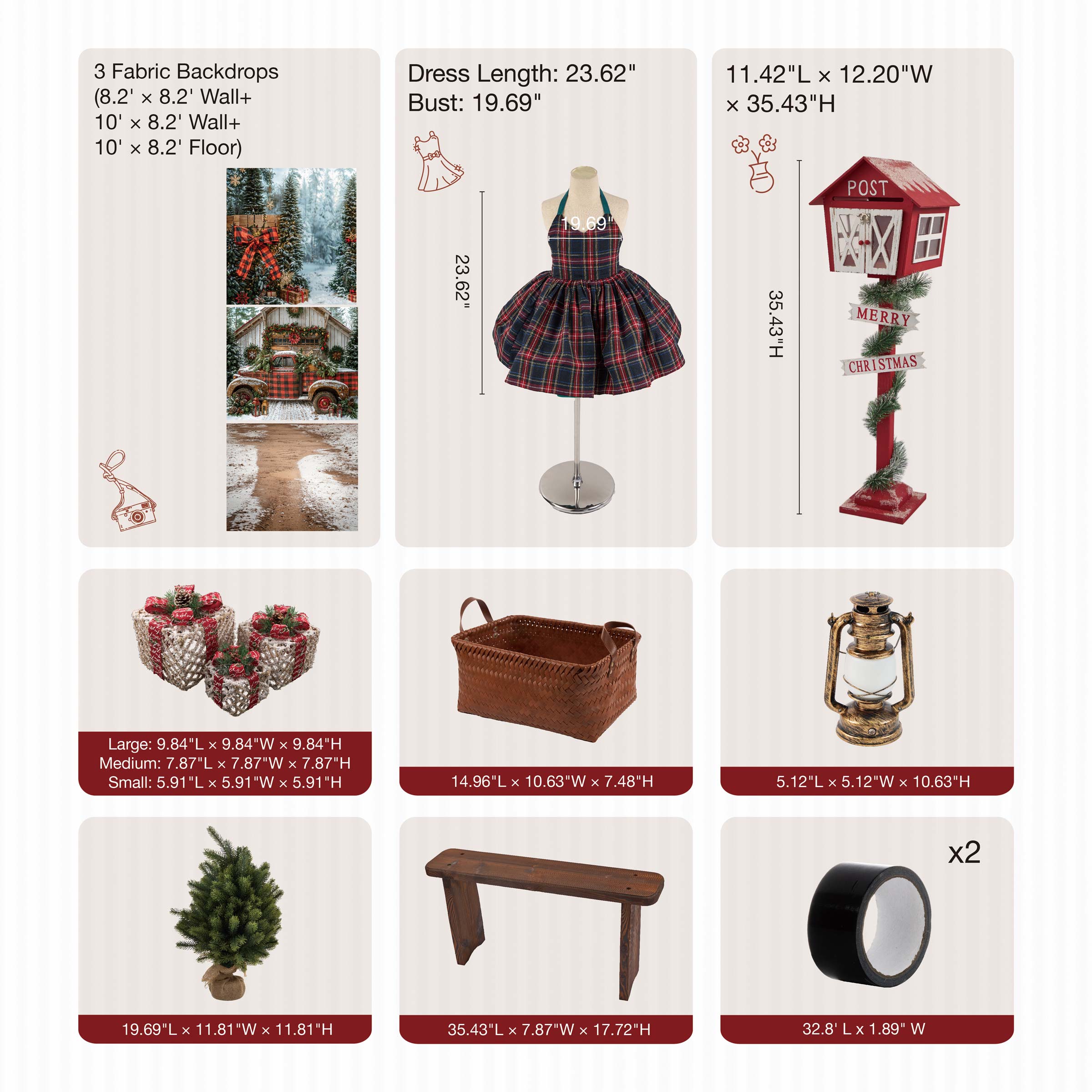 Kate Hiver Noël Camion Cadeaux Ensemble Kit Photo - Kate Backdrop FR