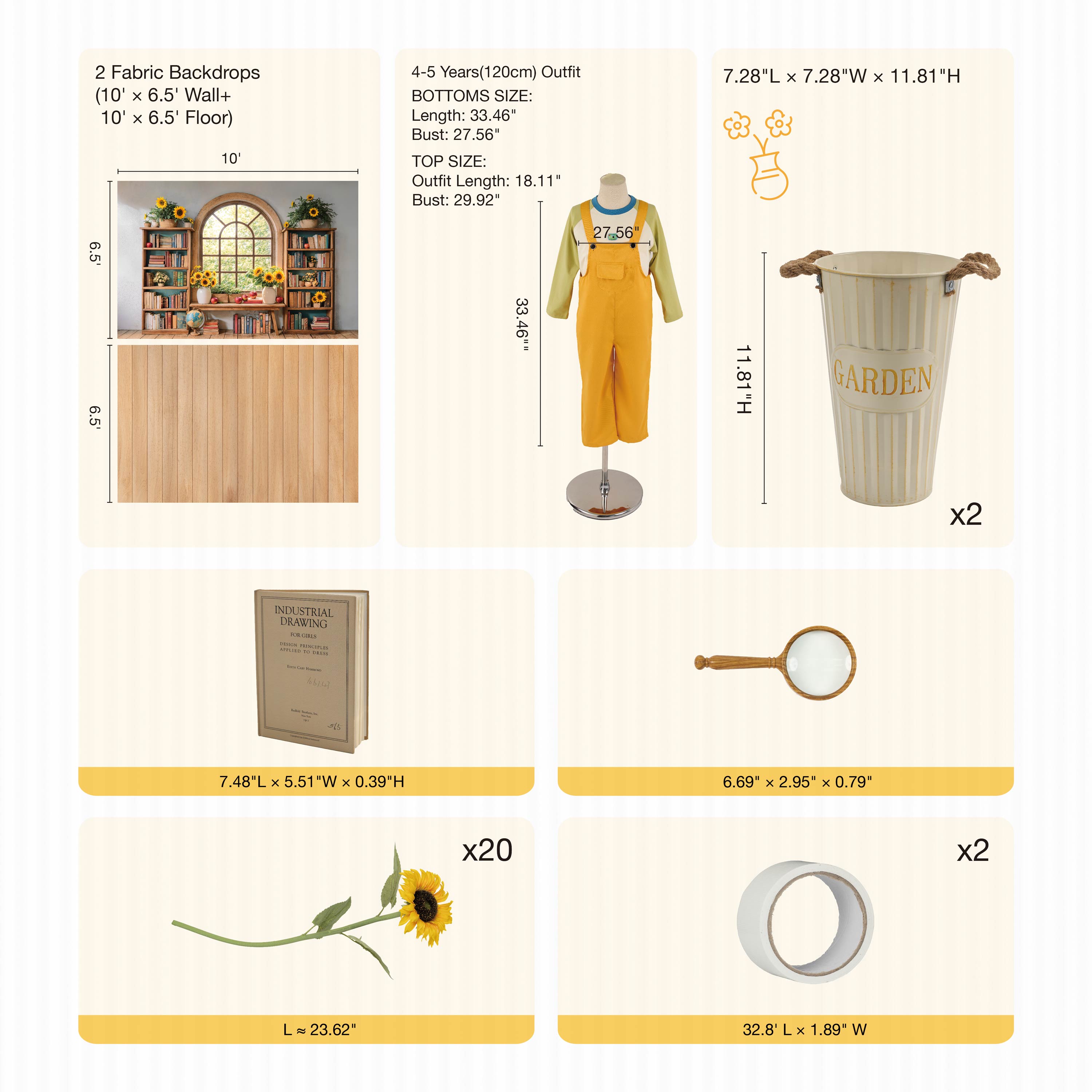 Kate Scolaire Étagère à livres Arche Fenêtre Tournesol Photo Kit - Kate Backdrop FR