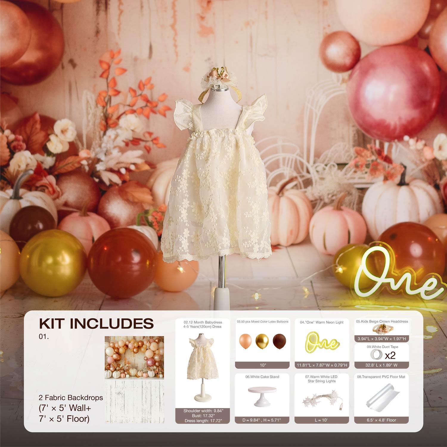 Kate Bohème Citrouilles Anniversaire Kit Photo - Kate Backdrop FR