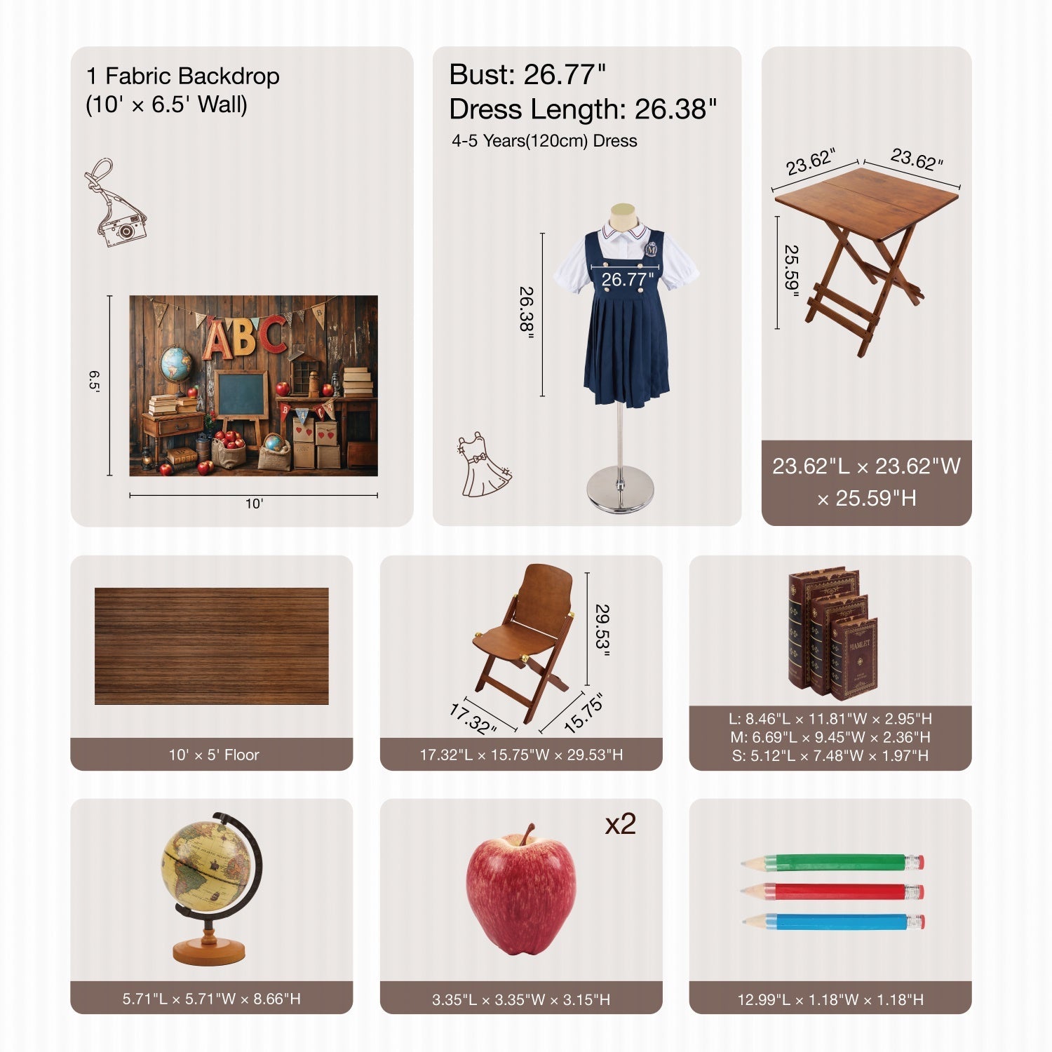 Kate Scolaire Salle de Classe ABC Globe Tableau noir Kit Photo - Kate Backdrop FR