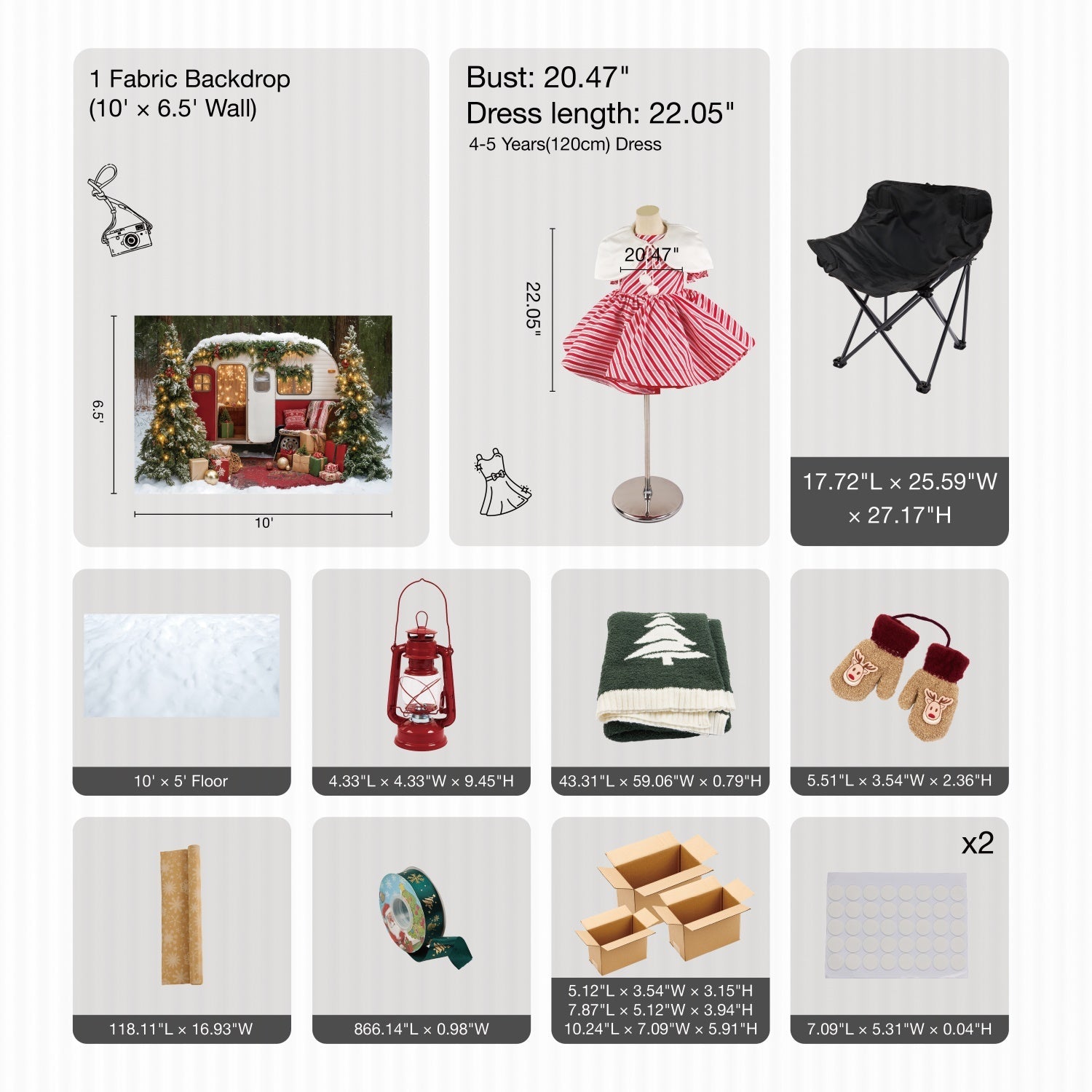 Kate Hiver Sapin de Noël Camping-car Cadeaux Kit Photo - Kate Backdrop FR