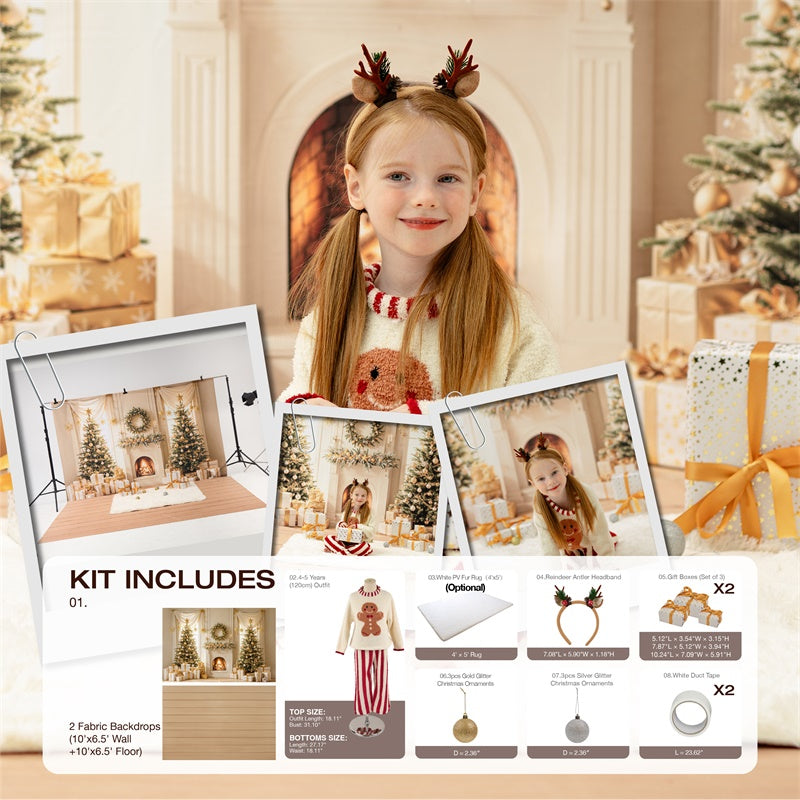 Kate Hiver Sapin de Noël Cadeaux Cheminée Kit Photo - Kate Backdrop FR