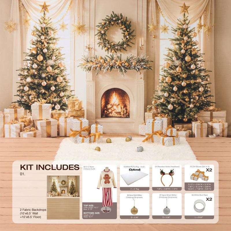 Kate Hiver Sapin de Noël Cadeaux Cheminée Kit Photo - Kate Backdrop FR