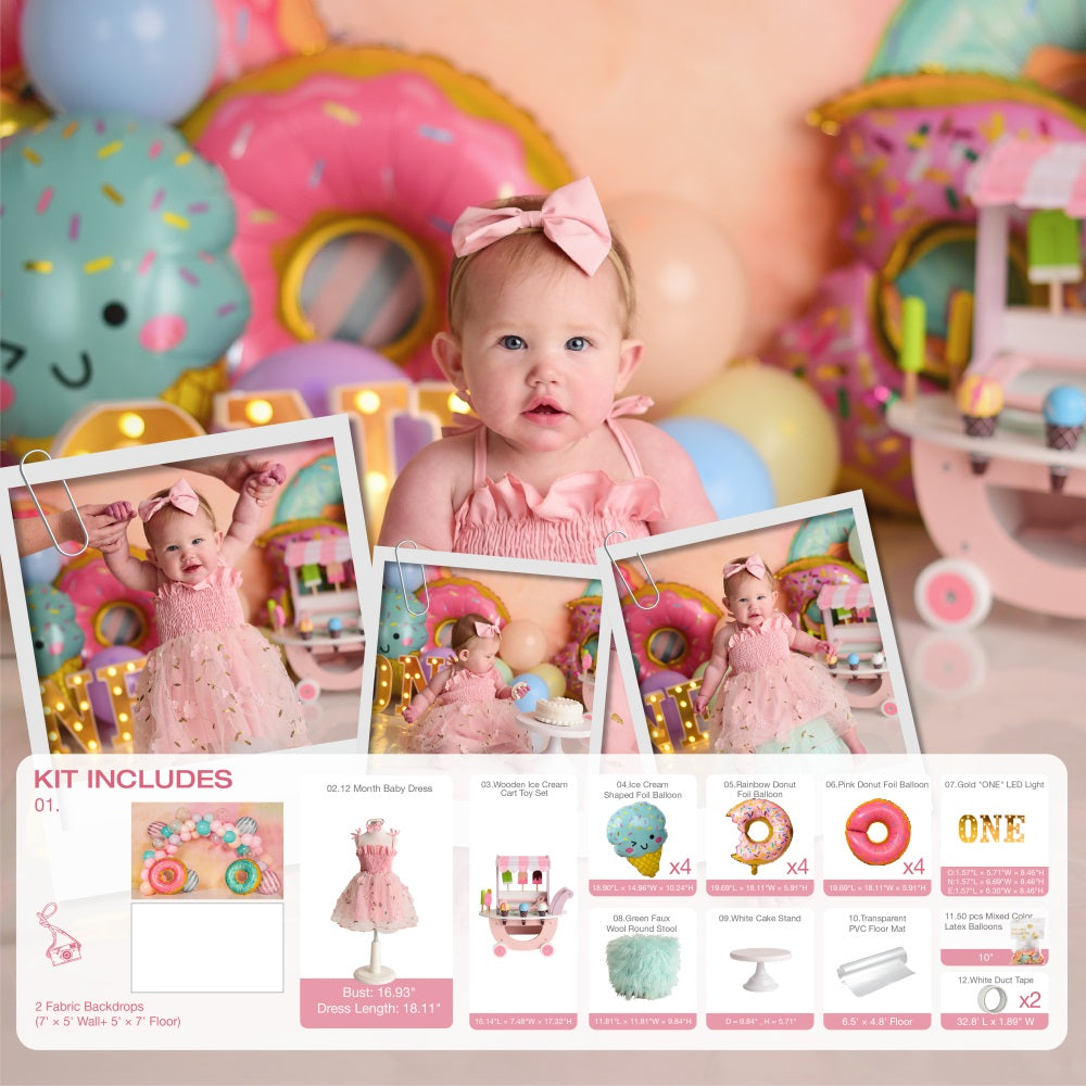 Kate Ballons Annviersaire Donut Kit Photo - Kate Backdrop FR