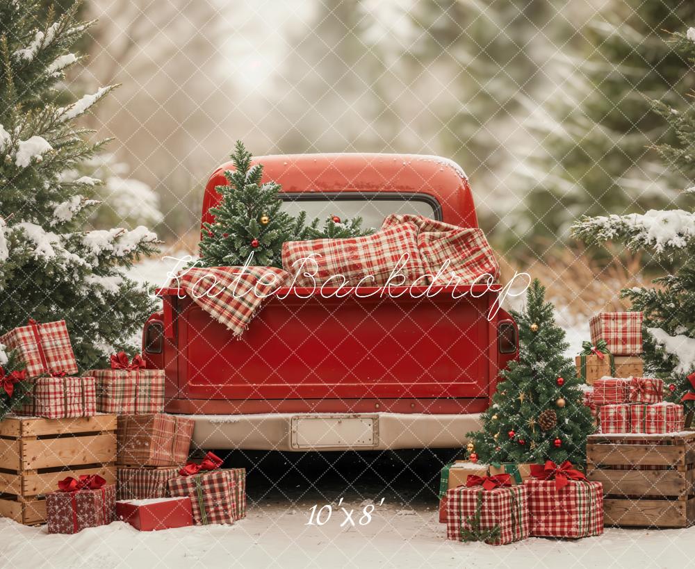 Kate Noël Camion Cadeaux Sapins Toile de fond en Laine conçue par Emetselch - Kate Backdrop FR