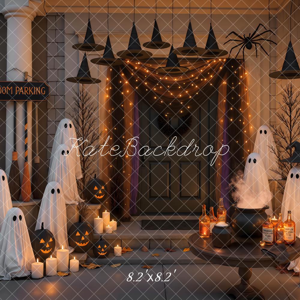 Kate Halloween Fantômes Citrouilles Chapeaux Toile de fond conçue par Mini MakeBelieve - Kate Backdrop FR