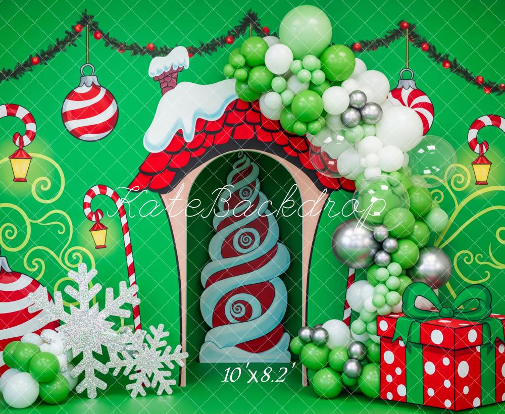 Kate Noël Bonbons Porte Ballons Vert Toile de fond conçue par Patty Roberts - Kate Backdrop FR