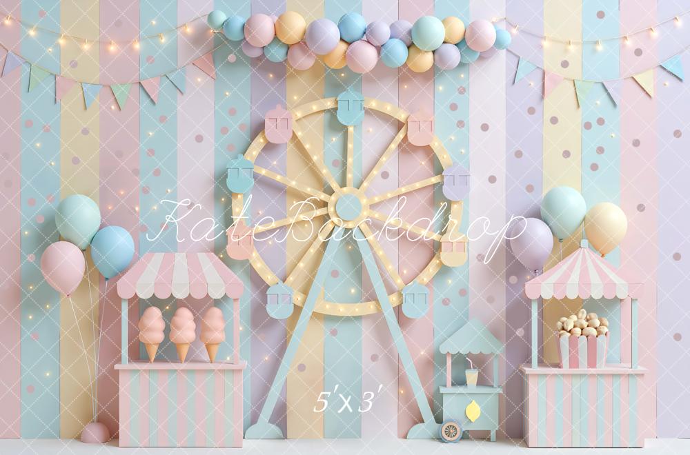 Kate Fête Foraine Grande Roue Stand Pastel Toile de fond conçue par Mini MakeBelieve - Kate Backdrop FR