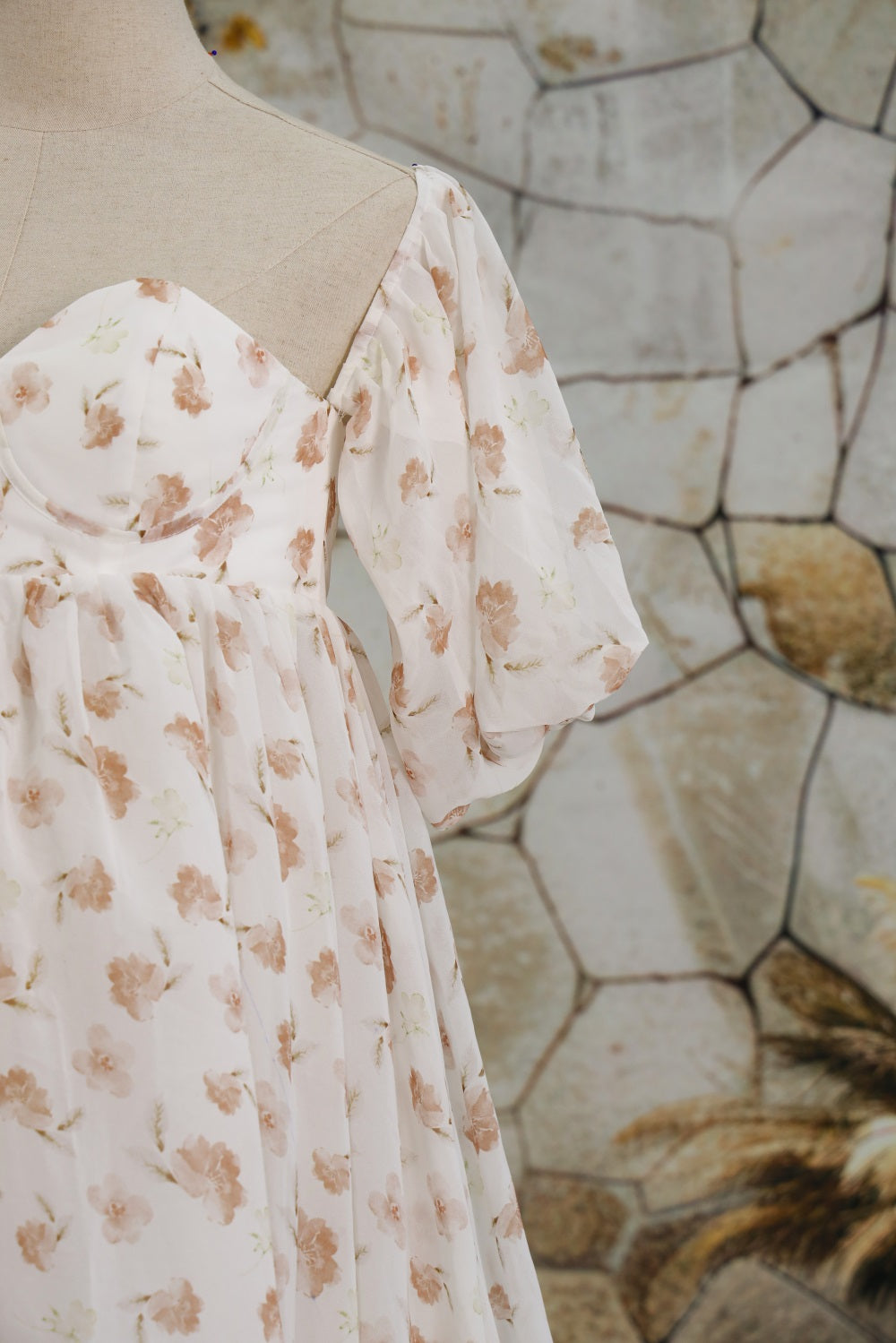 Kate Mousseline Fleur Imprimée Blanc Robe de Grossesse pour Séance Photo - Kate Backdrop FR