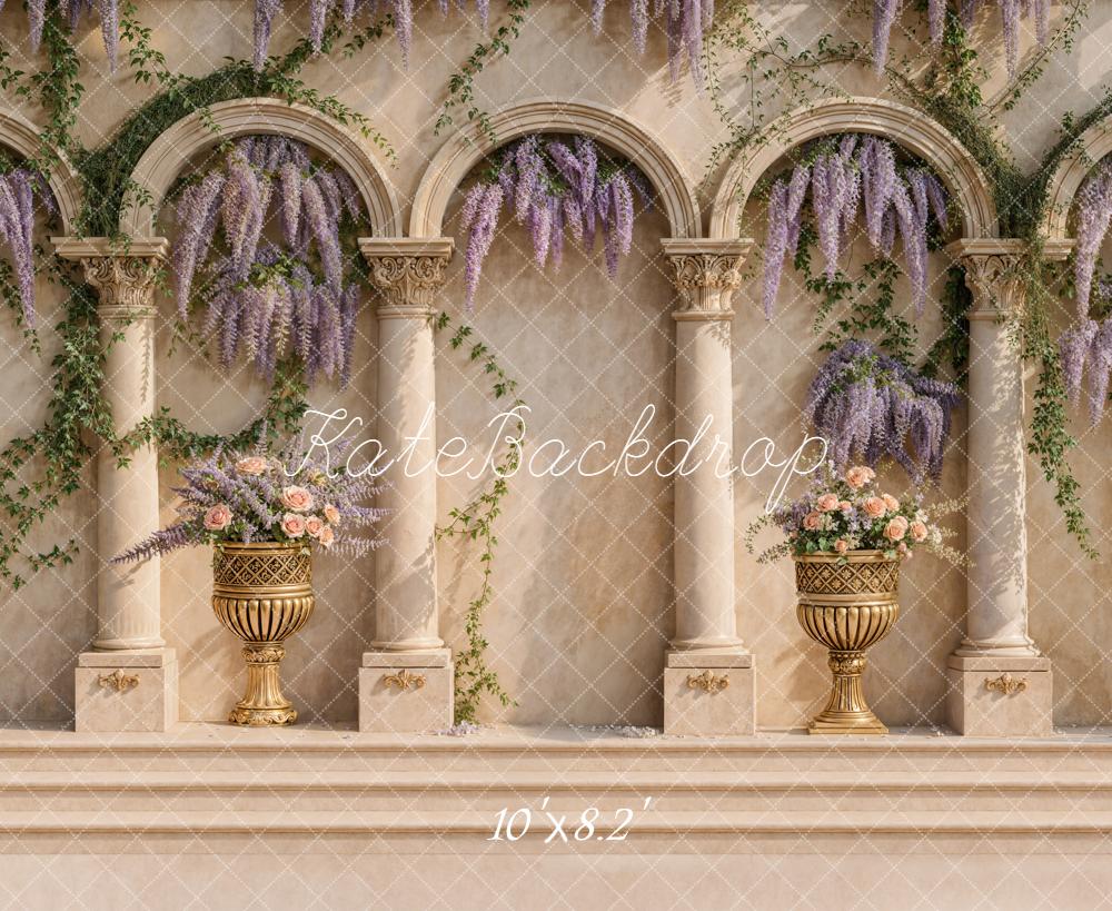 Kate Architecture Arches Colonnes Fleurs Toile de fond conçue par Emetselch