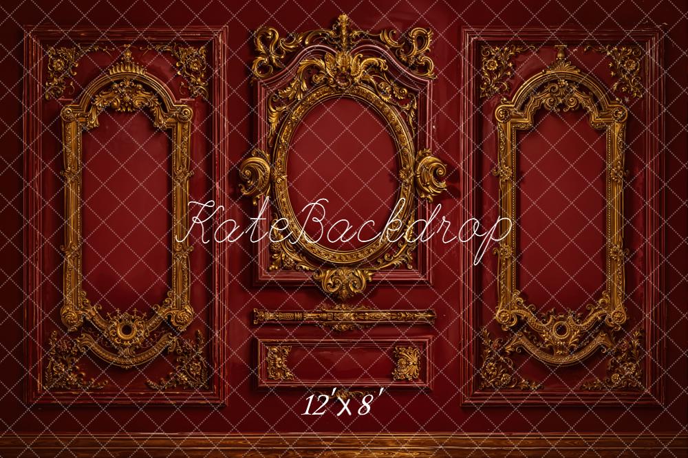 Kate Mur Baroque Vintage Ornements Rouge Toile de fond en Laine conçue par Emetselch