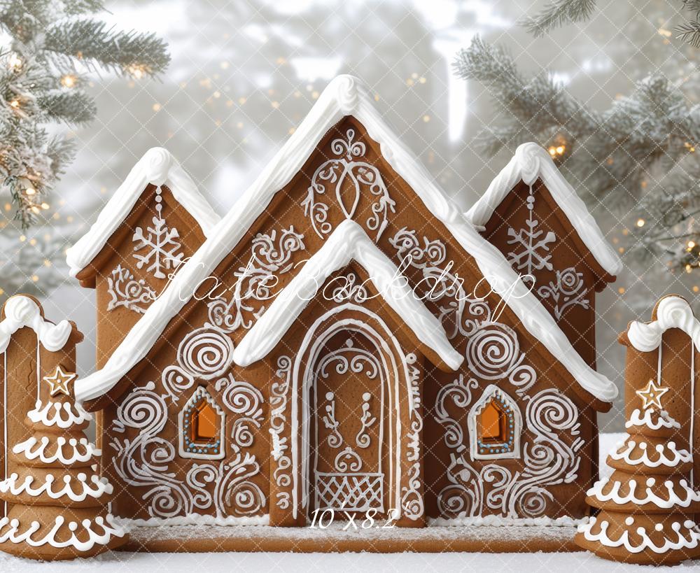 Kate Noël Maison Pain d'Épice Neige Toile de fond conçue par Mini MakeBelieve - Kate Backdrop FR