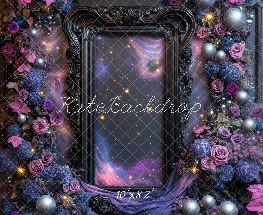 Kate Violet Fleurs Cadre Orné Toile de fond conçue par Mini MakeBelieve - Kate Backdrop FR
