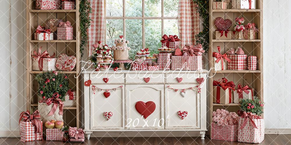 Kate Saint Valentin Cadeaux Fleurs Fenêtre Toile de fond conçue par Emetselch - Kate Backdrop FR