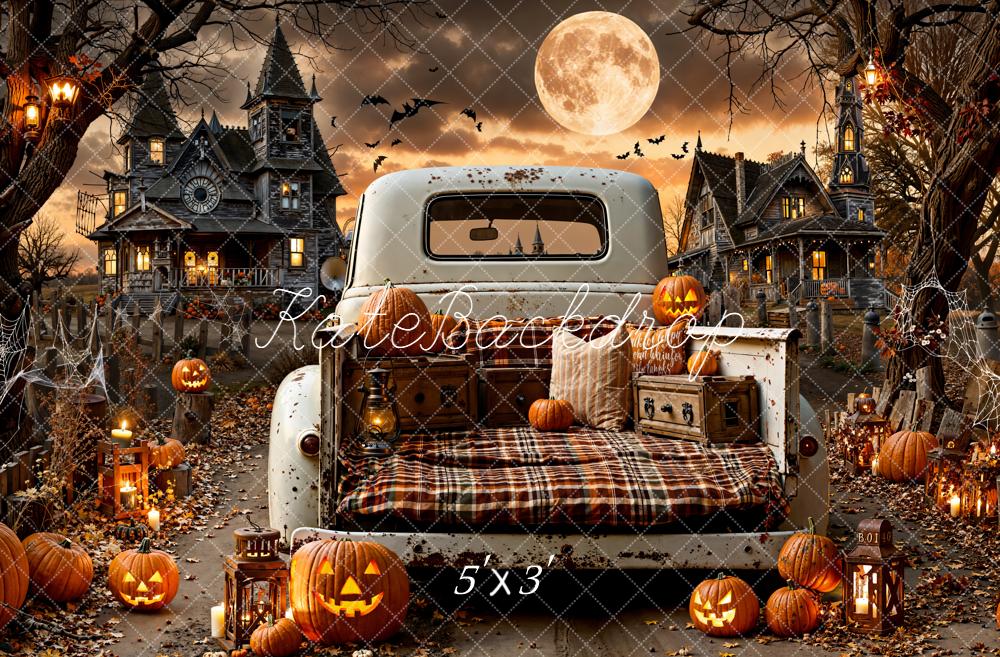 Kate Halloween Camion Citrouilles Pleine Lune Toile de fond conçue par Emetselch - Kate Backdrop FR