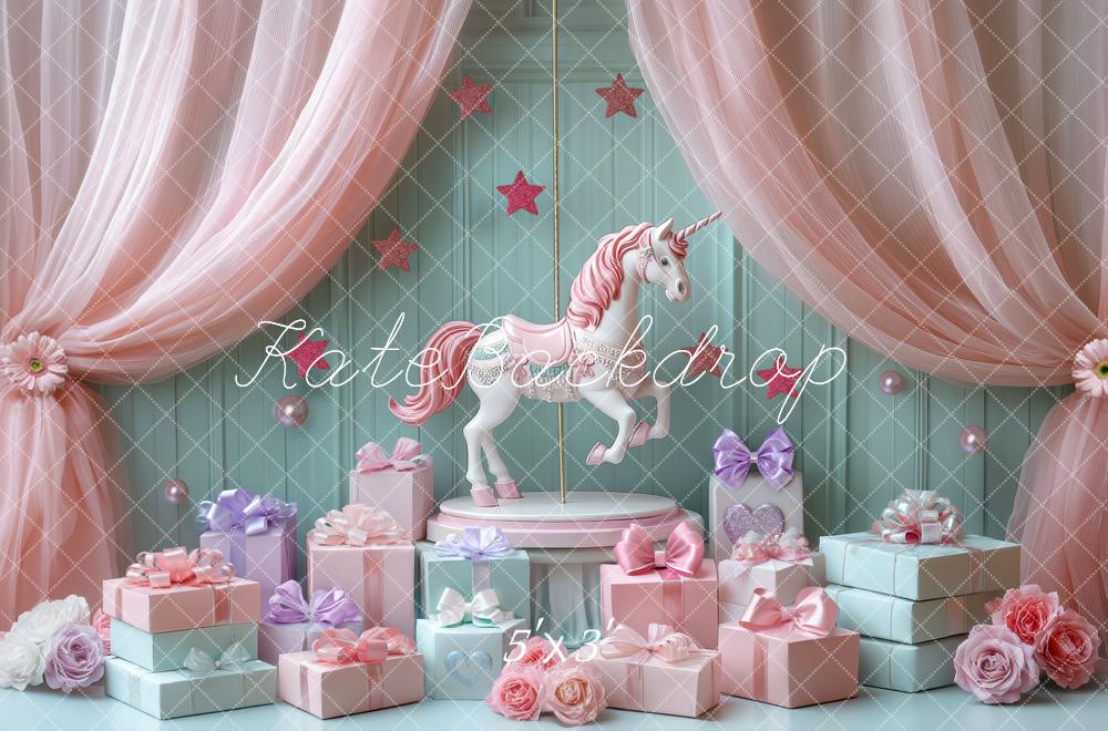 Kate Licorne Manège Cadeaux Rideaux Toile de fond conçue par Mini MakeBelieve - Kate Backdrop FR