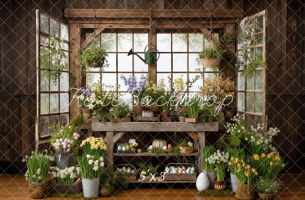 Kate Printemps Fenêtre Fleurs Œufs Toile de fond conçue par Emetselch