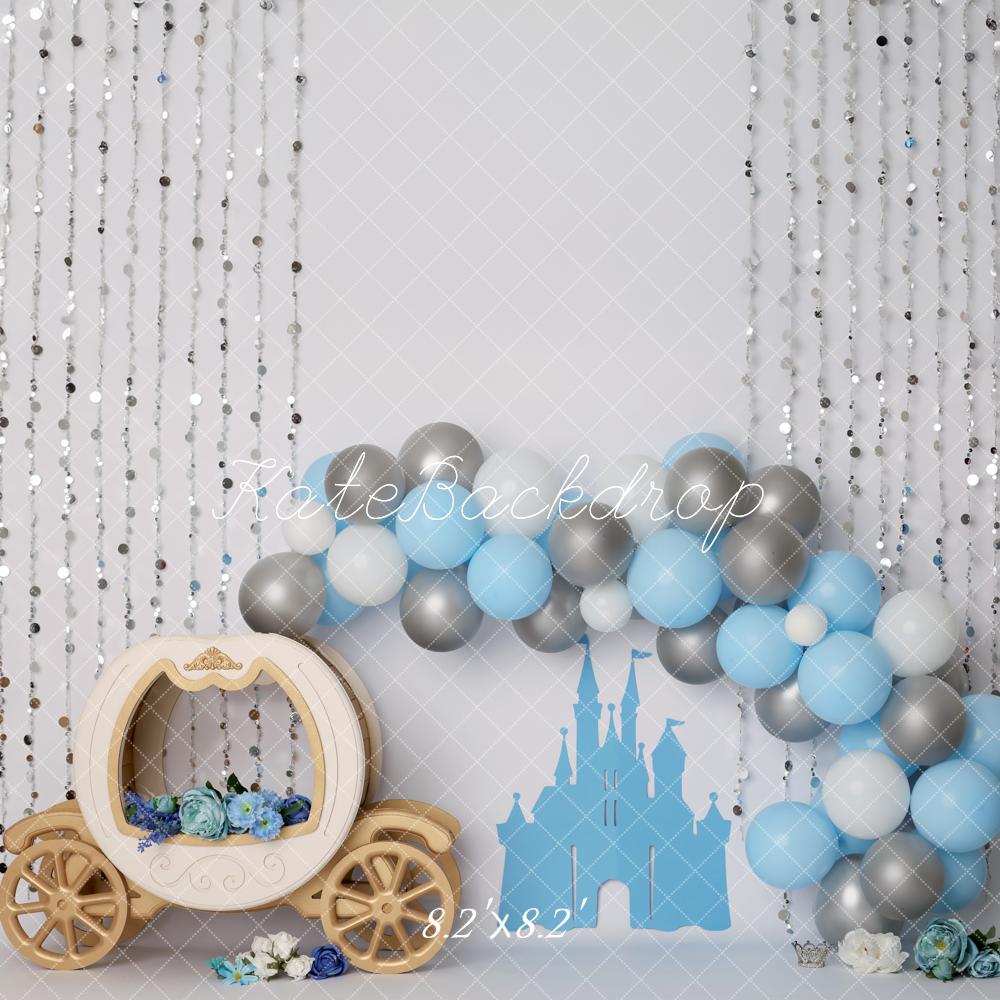 Kate Château Carrosse Arc Ballons Bleu Toile de fond conçue par Melissa King
