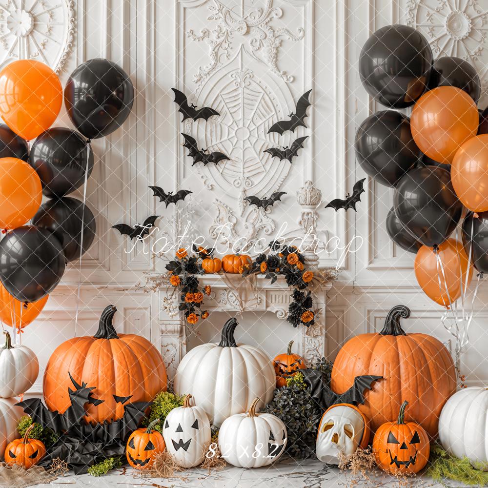 Kate Halloween Citrouilles Cheminée Ballons Toile de fond conçue par Emetselch - Kate Backdrop FR
