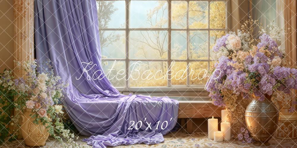 Kate Fenêtre Voilage Bougies Fleurs Toile de fond conçue par Emetselch