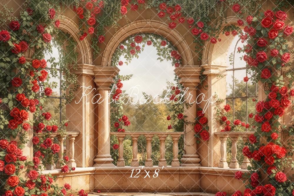 Kate Arche Roses Balcon Toile de fond en Laine conçue par Emetselch - Kate Backdrop FR