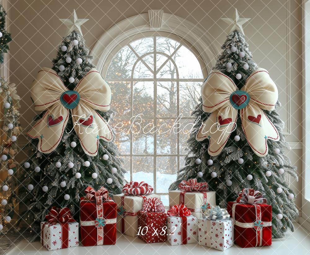 Kate Noël Sapins Fenêtre Cadeaux Toile de fond conçue par Mini MakeBelieve - Kate Backdrop FR