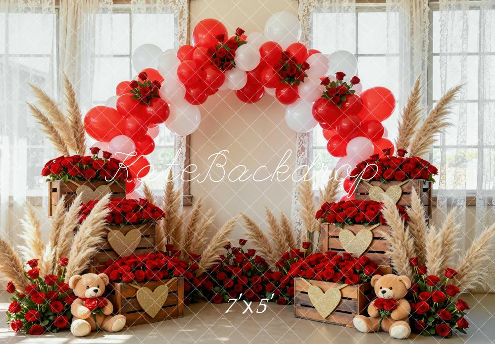 Kate Saint Valentin Bohème Ballons Roses Toile de fond conçue par Mini MakeBelieve