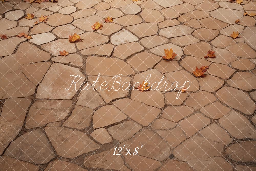 Kate Automne Pierre Feuilles Sol Toile de fond en Laine conçue par Emetselch