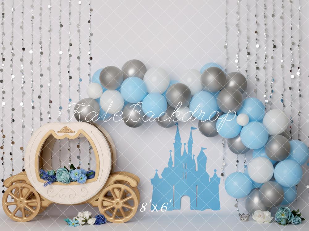 Kate Château Carrosse Arc Ballons Bleu Toile de fond conçue par Melissa King