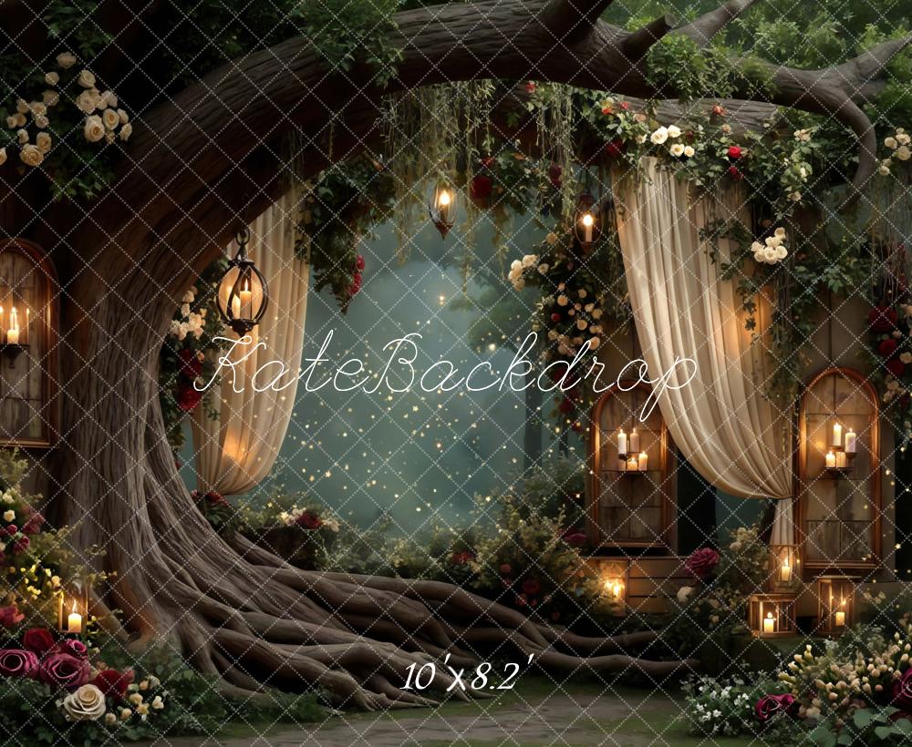 Kate Forêt Saint Valentin Fleurs Lumière Toile de fond conçue par Mini MakeBelieve - Kate Backdrop FR