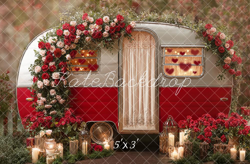 Kate Saint Valentin Caravane Roses Bougies Toile de fond conçue par Emetselch