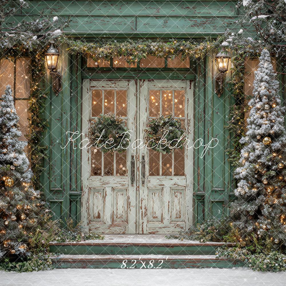 Kate Noël Entrée Sapins Neige Lumière Toile de fond conçue par Ashley Paul
