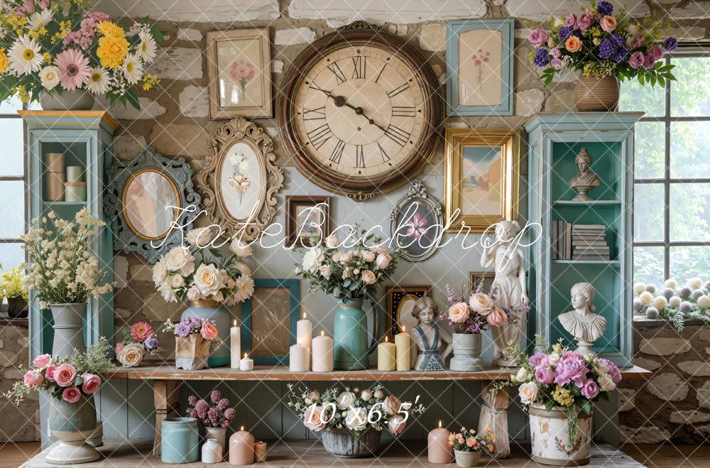 Kate Conte de fées Fleurs Horloge Cadres Toile de fond conçue par Mini MakeBelieve