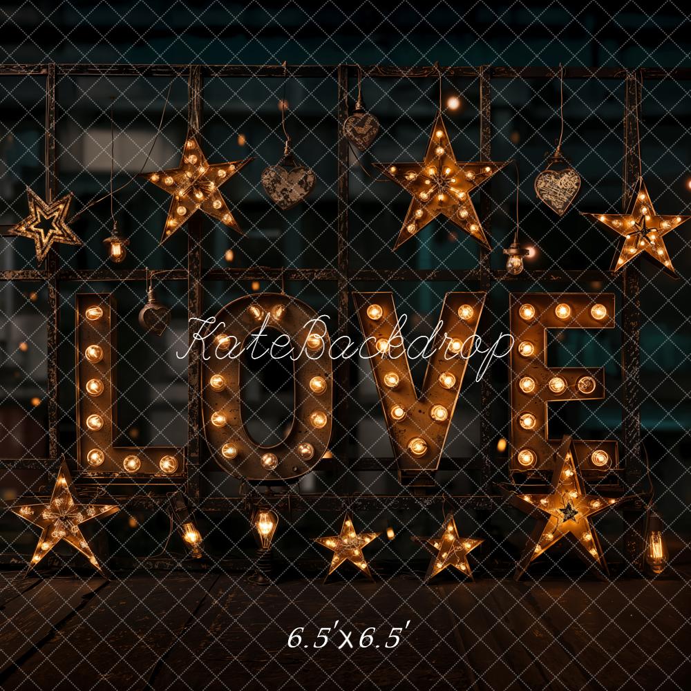 Kate Saint Valentin LOVE Lumière Étoiles Toile de fond conçue par Emetselch - Kate Backdrop FR