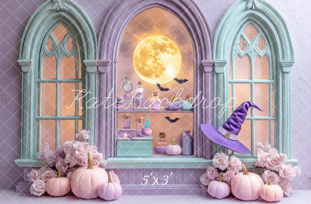 Kate Halloween Lune Citrouilles Potions Toile de fond conçue par Mini MakeBelieve - Kate Backdrop FR