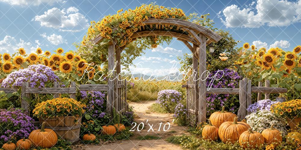 Kate Automne Arche Tournesols Citrouilles Toile de fond conçue par Emetselch - Kate Backdrop FR