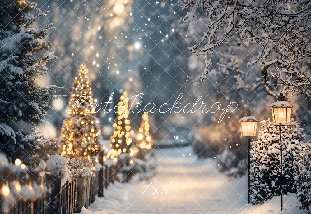 Kate Hiver Chemin Lampadaires Neige Toile de fond conçue par Emetselch