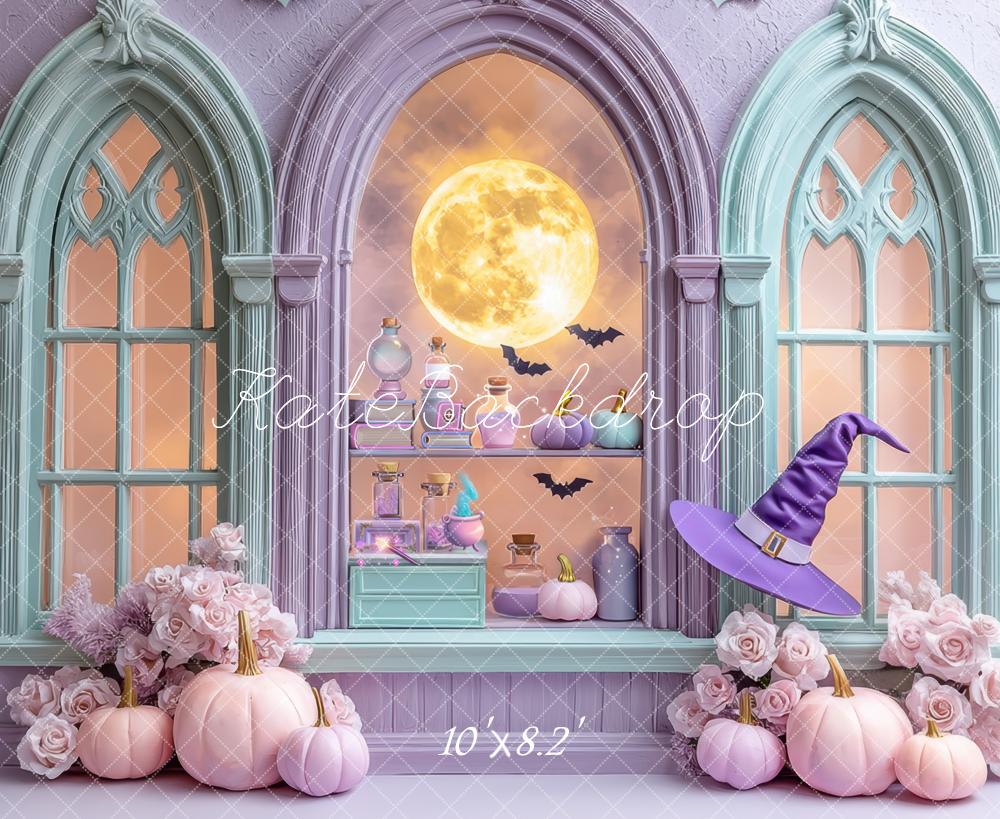 Kate Halloween Lune Citrouilles Potions Toile de fond conçue par Mini MakeBelieve - Kate Backdrop FR